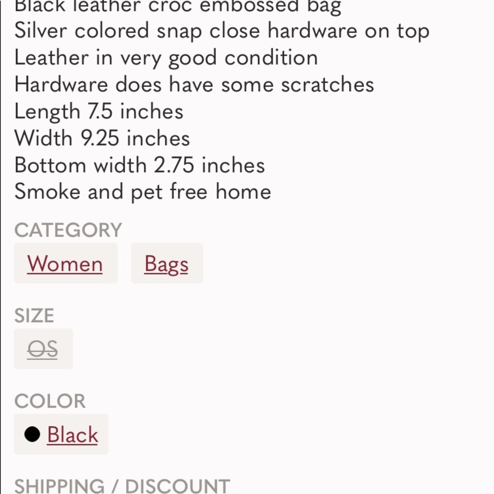 Genuine leather black croc look bag - Picture 7 of 7